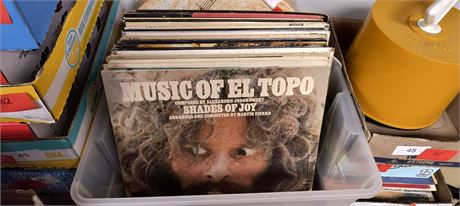 Lot Of Various Albums & Plastic Tote