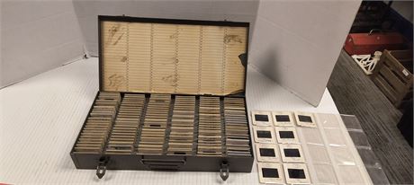 Vintage Color Transparency Slides & Metal Storage Case