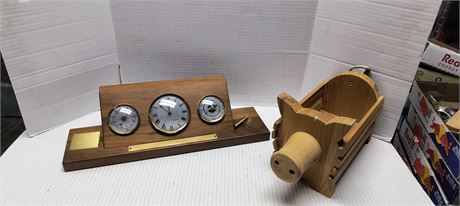 Weather Station & Wood Pig Basket