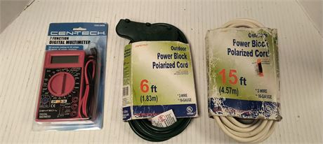 Extension Cords & 7 Function Digital Multimeter