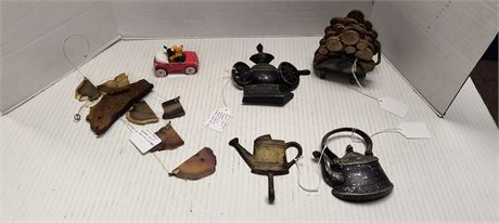 Vintage Glass Cut Windchime & Vintage Cast Iron Wall Hangers & More
