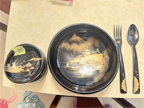 Japanese Black Lacquer Bowls