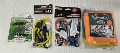 Bungee Cords & Microfiber Cleaning Cloths & S Type Sling Door Hooks