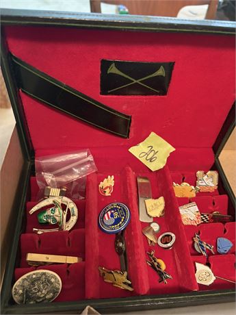 Jewelry Lot and Box, Medals, Pins