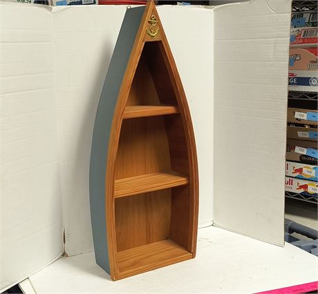 Wood Boat Shaped Display Shelf
