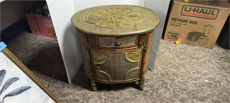 Metal & Rattan Cabinet, Side Table, Or Accent Table