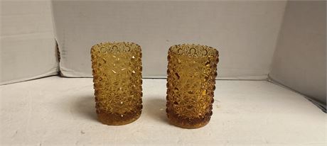 Vintage Amber Daisy And Button Old Spooners Vase
