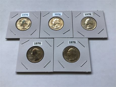 5 - Bicentennial 1976 Quarters