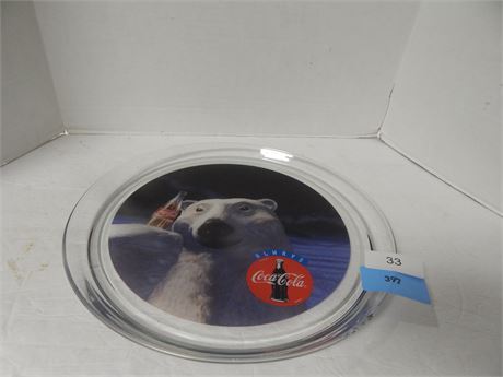 Coca Cola Polar Bear Serving Tray. Has Crack On Edge Of Tray