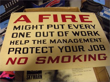 Vintage Metal Sign & Skywarn Paper