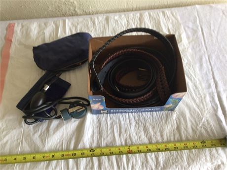 Four Men's Leather Belts Size 38 & Blood Pressure Cuff