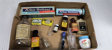 Lot Of Vintage Glass Medicine Bottles & More