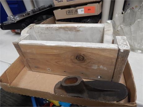 Vintage Cast Iron Shoe Form & Wood Shelves