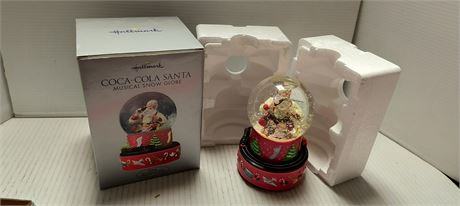 Vintage Hallmark Coca-Cola Santa Musical Snow Globe