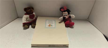 Plush Minnie Mouse & Plush Bear & Baby's First 7 Years Book