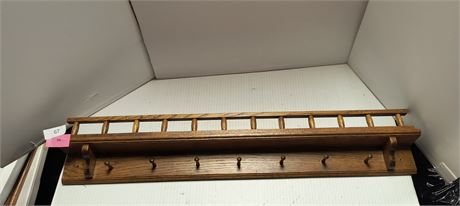 Decorative Wood Shelf With Coat Hooks