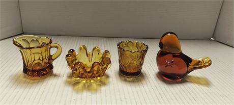 Various Amber Glass Collectibles