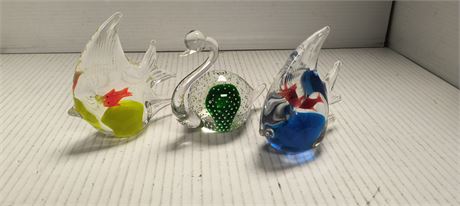 Glass Angel Fish & Glass Swan