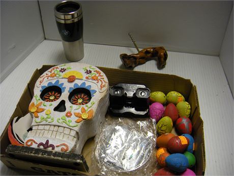 Vintage View Master & Decorative Eggs & Unique Corkscrew & BMW Tumbler & More