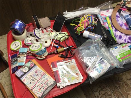 Large Tote of Craft Supplies