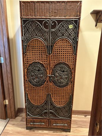 Wicker and Metal Cabinet