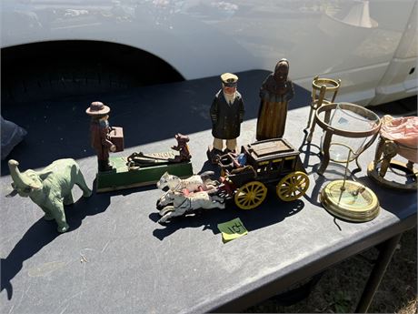 Vintage Cast Iron Toys and Bank, Decor