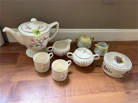 Teapot, Cups, Dish