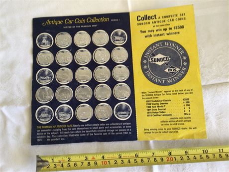 Sunoco Antique Car Collection Game with Tokens Partially Complete