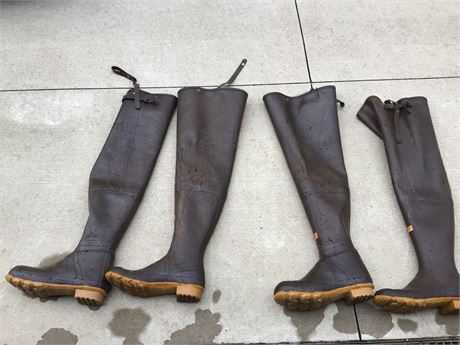 2 Pair of Cabela Hip Waders - one pair size 12, and one pair size 10- Untested