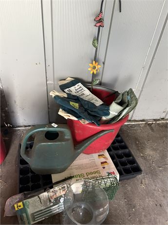 Watering Can, Gloves, Bucket