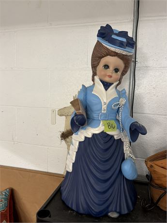 Large Ceramic Doll and Deer Decor