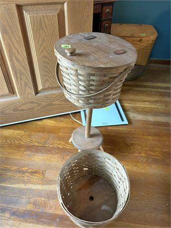 Longaberger Baskets (2) and Stand