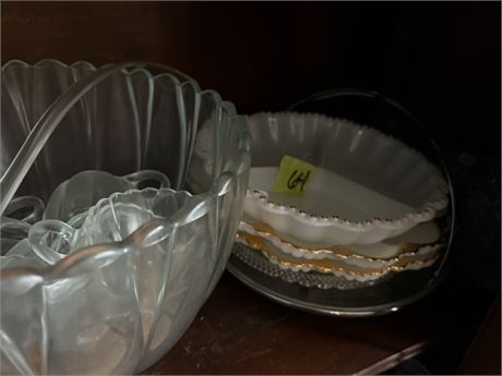 Glass Punchbowl, Glasses, Serving Dishes