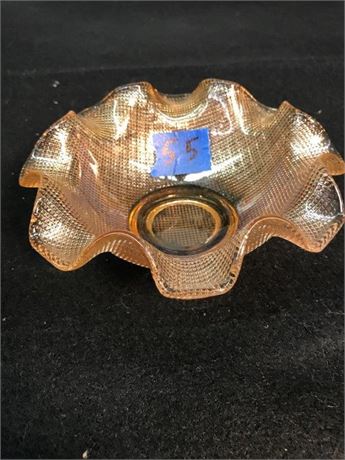 Vintage Italian Colony Glass Rufled Edge Waffle Bowl