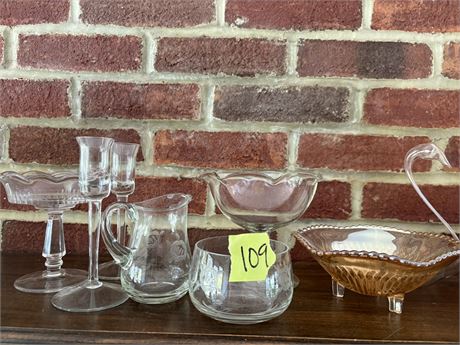 Glassware, Hand Blown Glass Swan