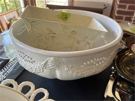 Large Ceramic Bowl, Tin Container