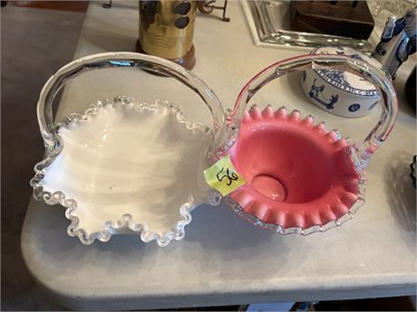 Vintage Fenton Art Glass, Pink and White
