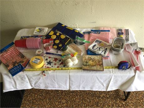 Miscellaneous Plastic Table Cloths, Party Supplies, Bags