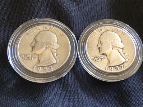 1953-D and 1952-D Washington Quarters