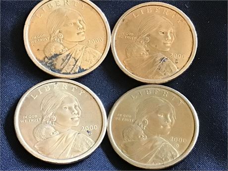 Four 2000-D Sacagawea Dollar Coin