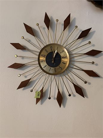 Mid-Century Sunburst Wall Clock