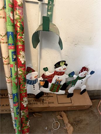 Metal Snowman Decor and Wrapping Paper