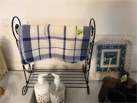 Towel Holder, Soaps, Clock