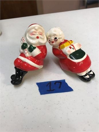 Vintage Japan Mr. & Mrs Claus Salt & Pepper Shaker Sitters