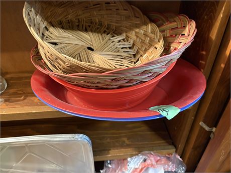 Large Plastic Serving Bowls and Baskets