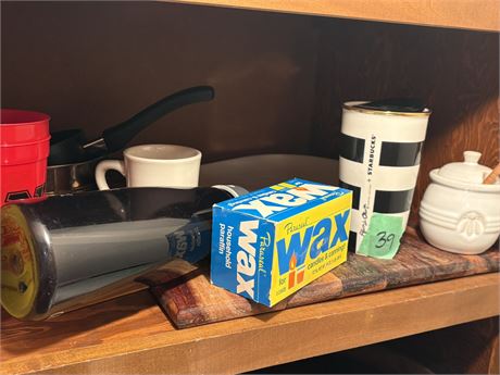 Starbucks Mug, Honey Dish, Cutting Board, Misc