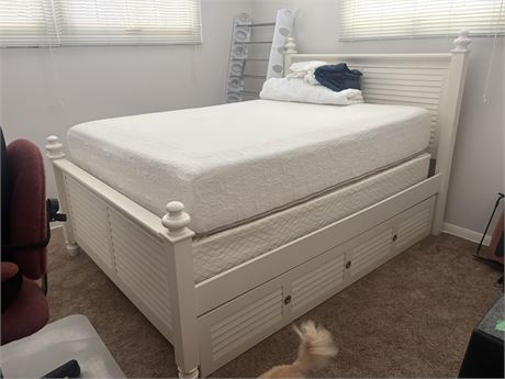 Full Size Bed and Frame with Storage, Good Condition