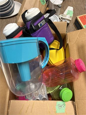 Water Pitcher, Water Bottles, Tupperware, Ice Cube Trays, Misc Lot