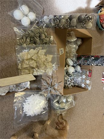 Christmas Decor, Silver and Gold Lot, Glass Ornament