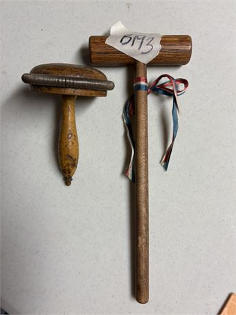 Vintage Wood Daning Mushroom (Germany) and Wood Mallet